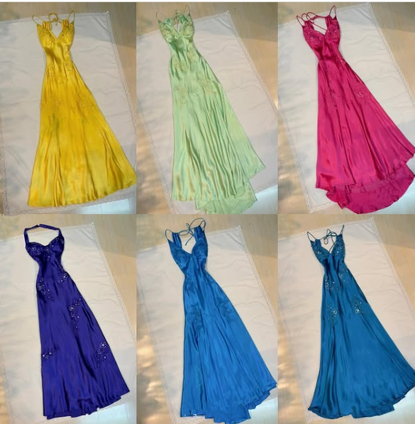 Charming Hot Pink Satin Beaded Prom Dress Evening Gown