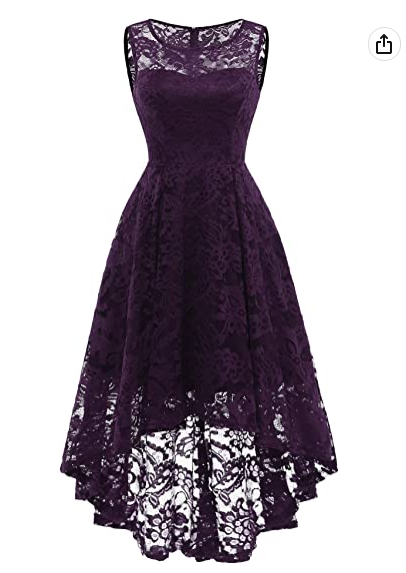 Women's Vintage Floral Lace Sleeveless Hi-Lo Cocktail Formal Swing Dress Party Dress