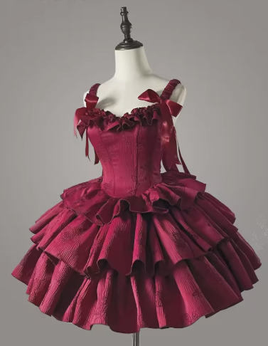 Sweet Satin Multi-Layered Print Floral A Line Homecoming Dress Red Spaghetti Straps Birthday Dress