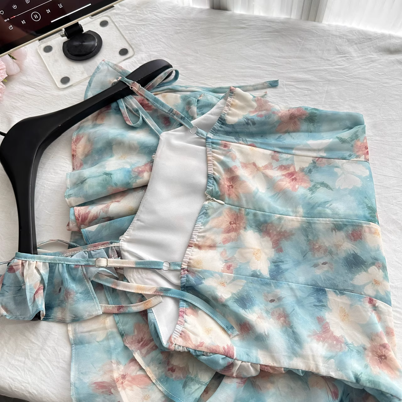 Spaghetti Straps Irregular Ruffles Short Holiday Dress
