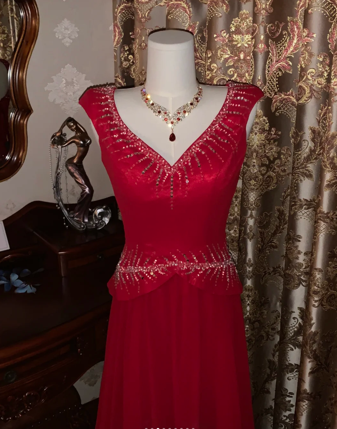 Glitter V Neck Sleeveless Satin Tulle Beaded Mermaid Long Evening Dress Party Gown