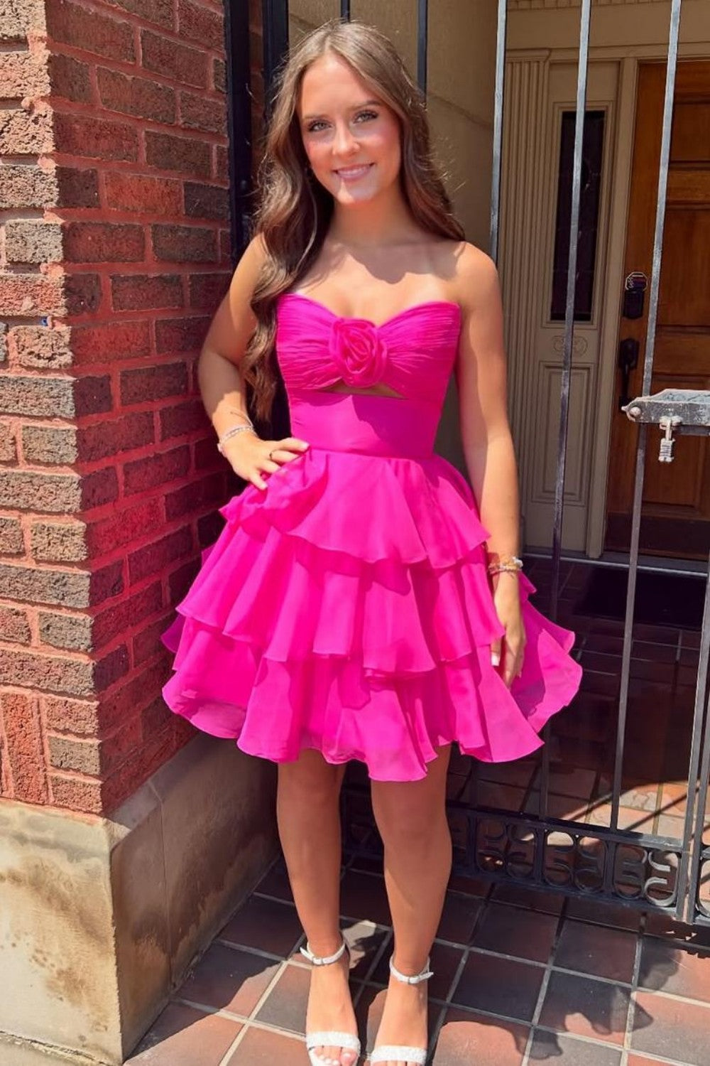 Well-made A Line Sweetheart Yellow Short Homecoming Dress with Ruffles Keyhole