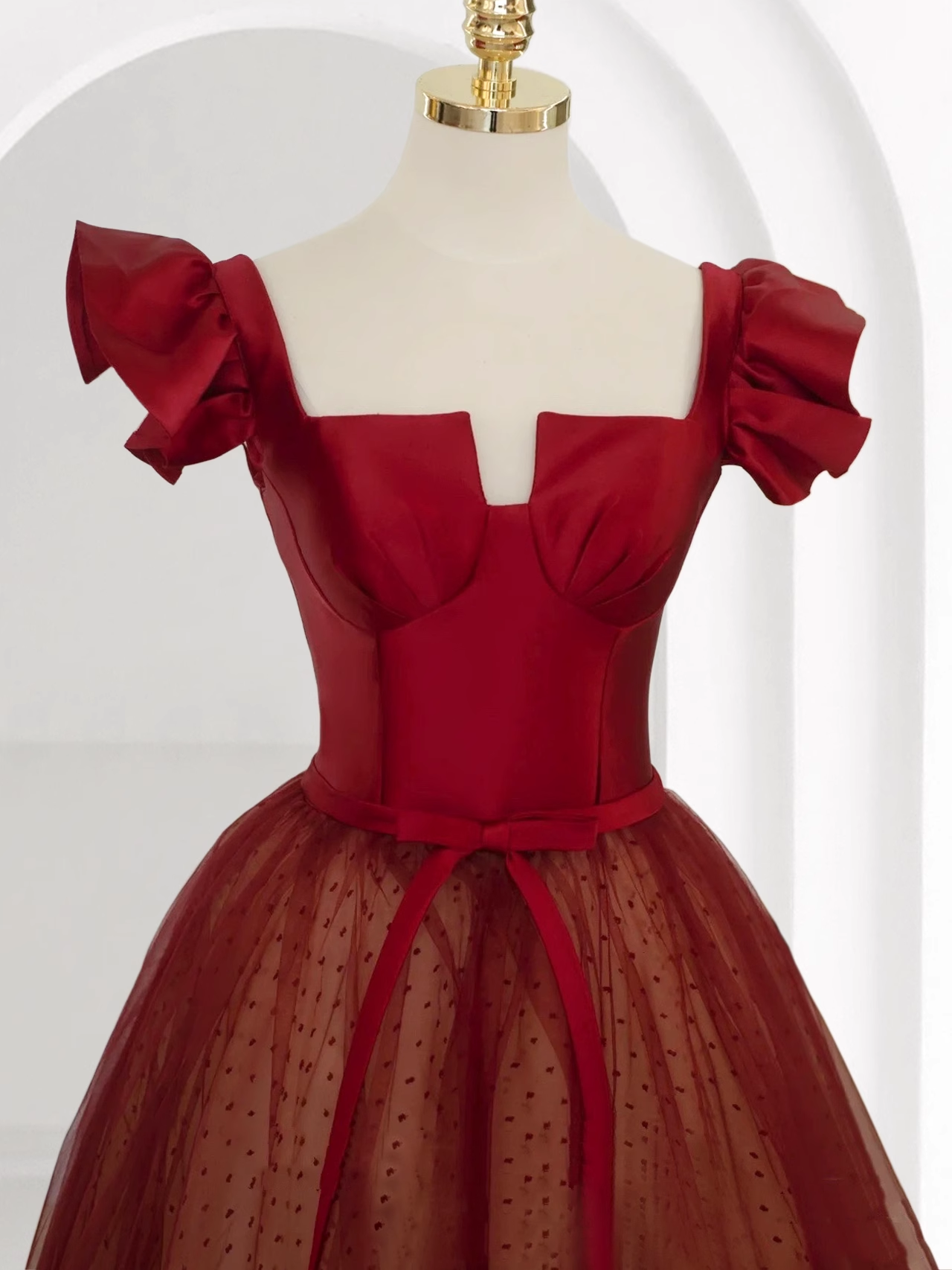 Princess Ball Gown Red Tulle Prom Dress