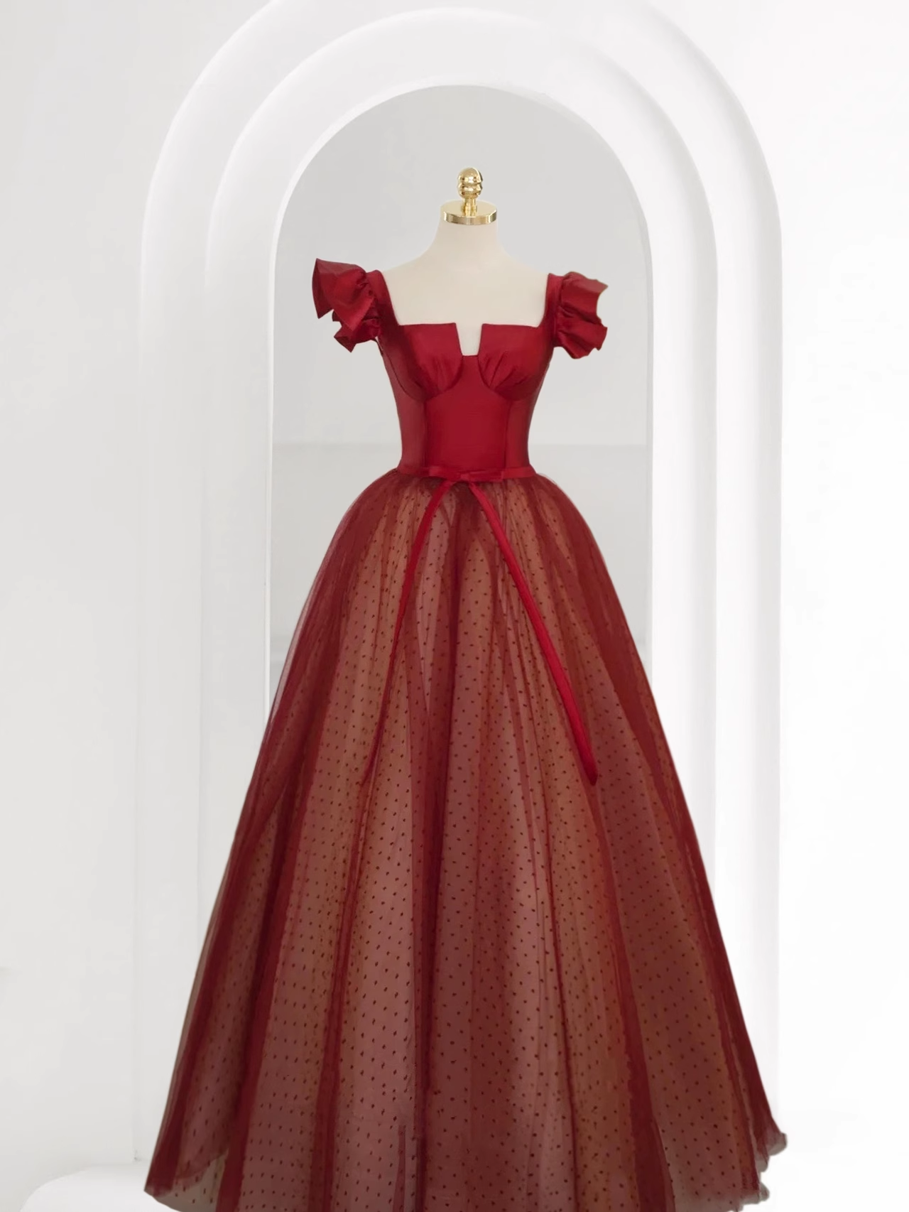 Princess Ball Gown Red Tulle Prom Dress