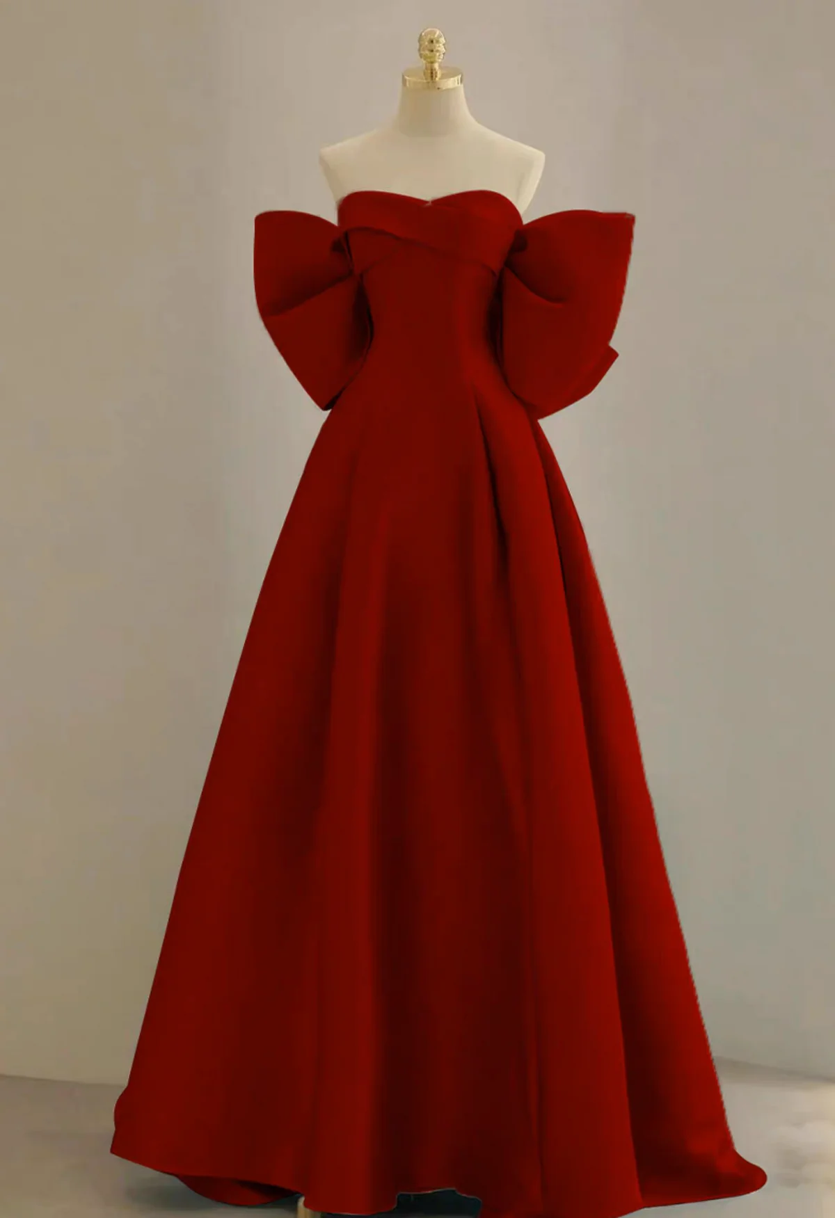 A-Line Sweetheart Neck Satin Red Long Prom Dress