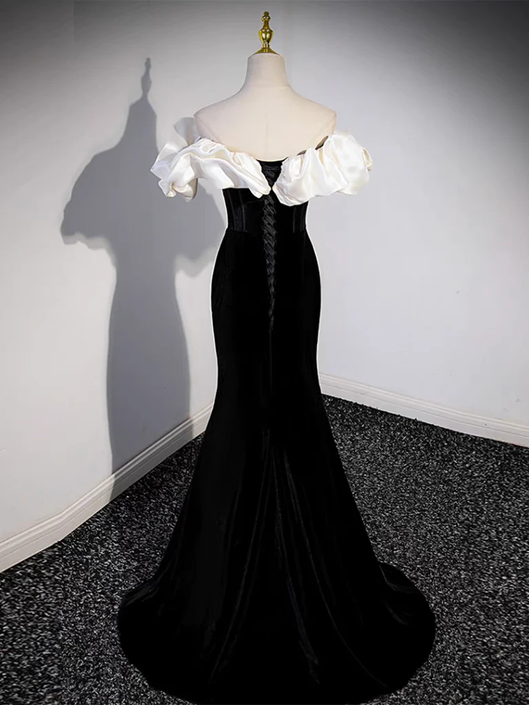 Black Off Shoulder Mermaid Long Prom Dress