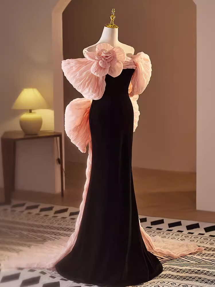 Sexy Mermaid Long Pink Prom Dress