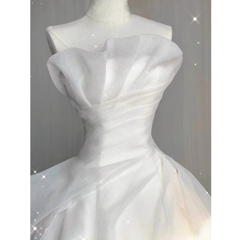 Vintage Ball Gown Strapless White Tulle Wedding Dresses