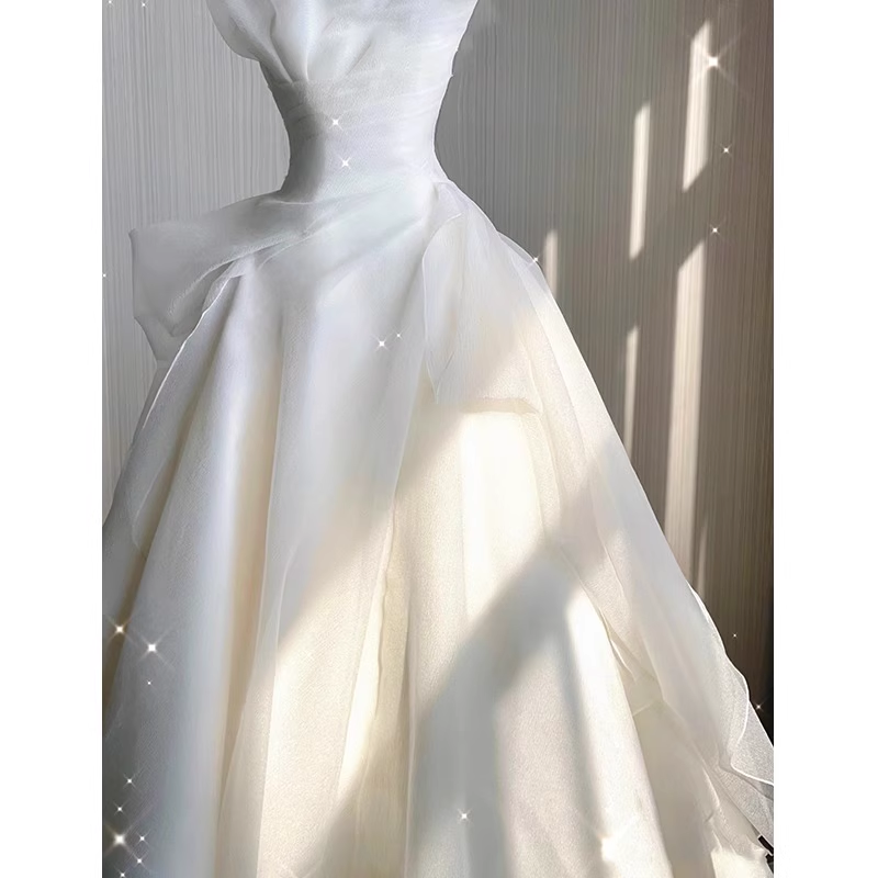 Vintage Ball Gown Strapless White Tulle Wedding Dresses