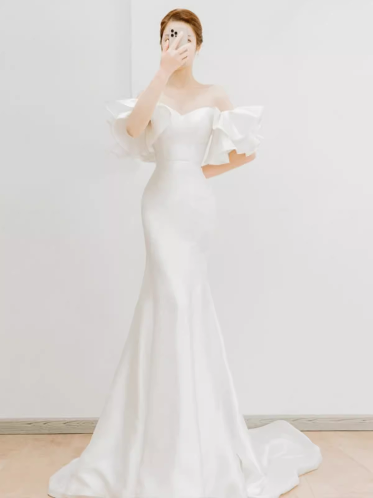 Ball Gown Strapless White Satin Long Wedding Dresses