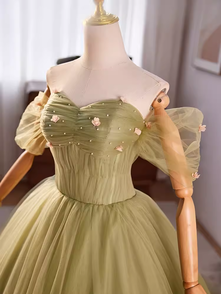 Vintage Ball Gown Short Sleeves Green Sweet 16 Dresses