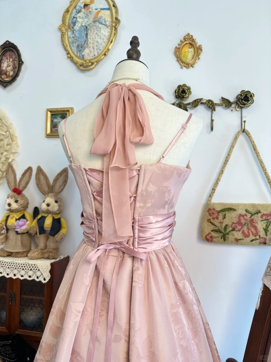 Classy Pink Halter Satin Print Floral Layered A Line Short Graduation Homecoming Dress Birthday Outfits