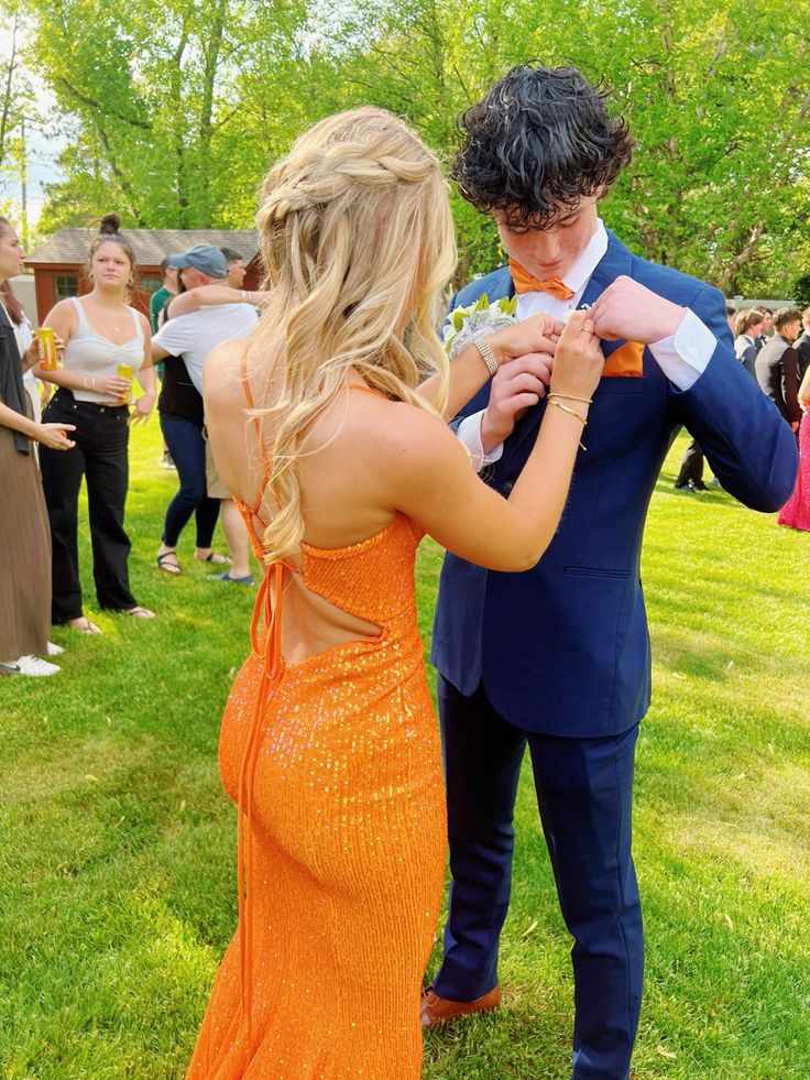 Orange Sequins Long Prom Dress,Orange Formal Dress