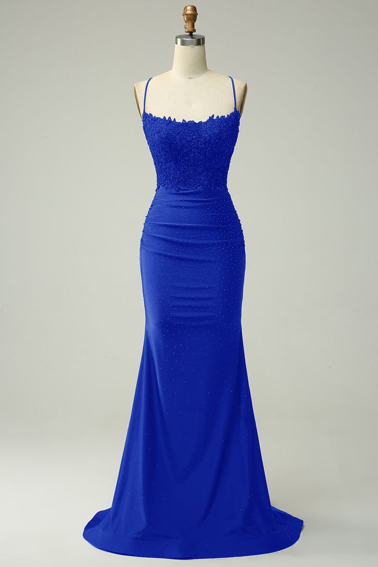 Sexy Mermaid Straps Dark Green Long Lace Prom Dress