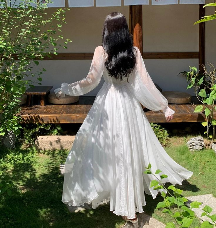 Simple A line Long Sleeves White Long Prom Dresses