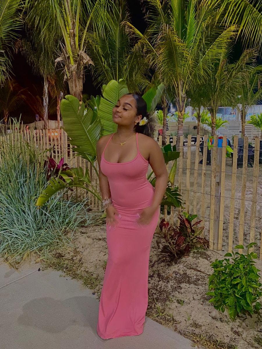 Sexy Pink Tight Evening Dress For Black Girls