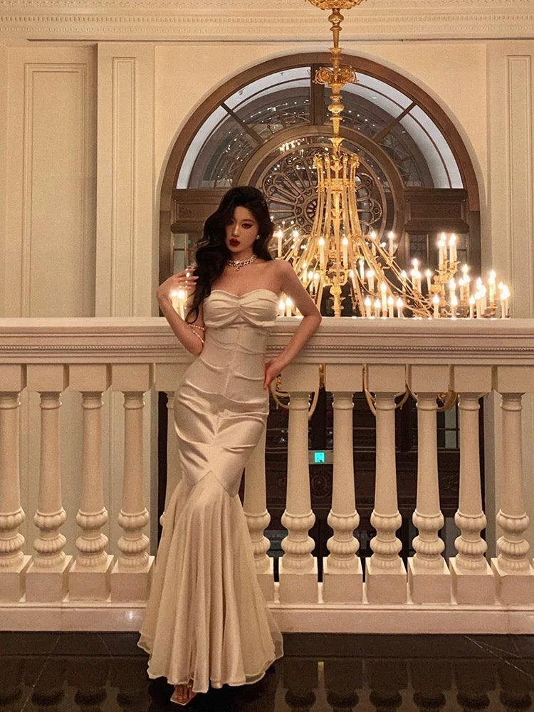 Chic Mermaid Sweetheart Long Ruffles Prom Dresses Birthday Dress