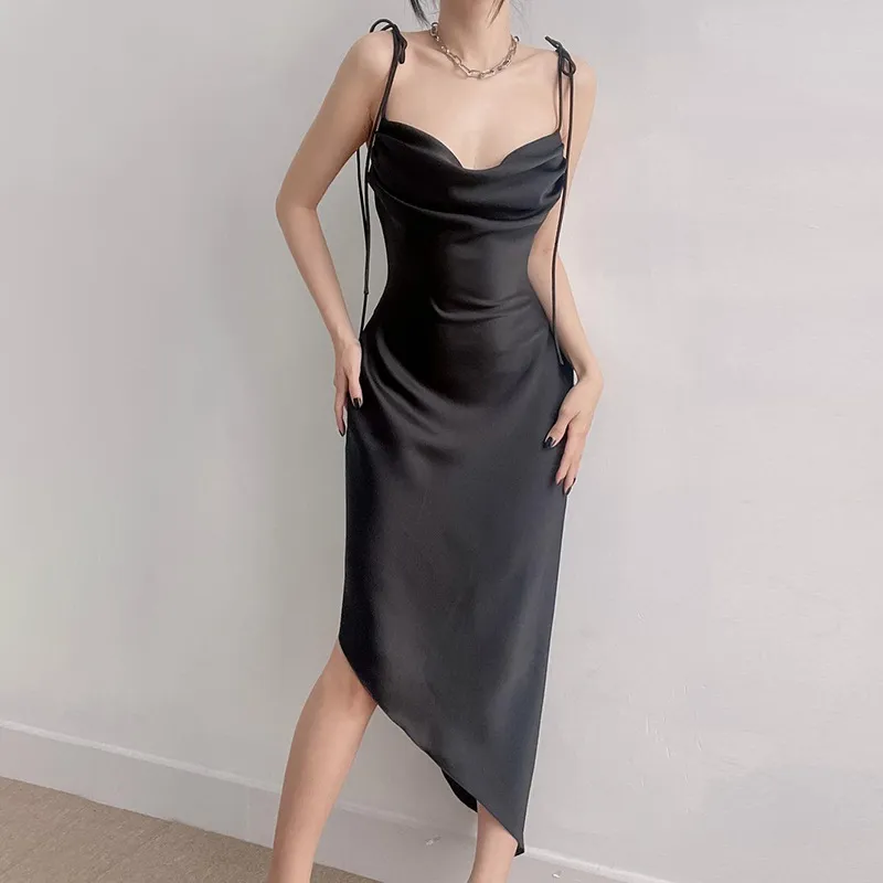 Pretty Sheath Spaghetti Straps Floor Length Ruffles Prom Dresses