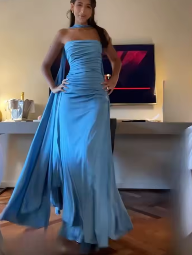Chic Blue Long Prom Dress,Blue Evening Dress