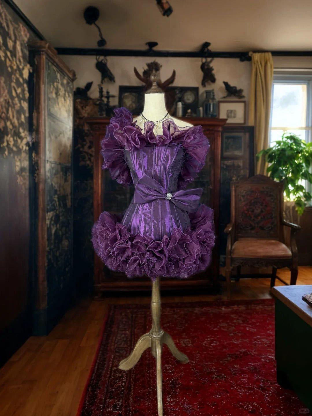 Vintage Strapless Purple Satin Tulle Pleated Sheath Short Homecoming Dress Birthday Outfits