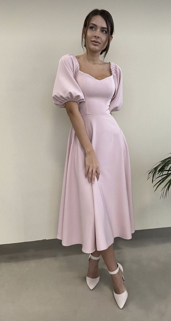 Vintage Pink A-line Party Dress,Pink Party Gown
