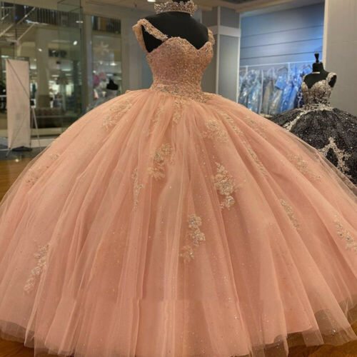 Sweetheart Quinceanera Dress Blush Pink Beaded Sweet 16 Party Dress Ball Gowns