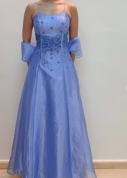 Charming Straps Lilac Organza Party Evening Dress A Line Prom Dress