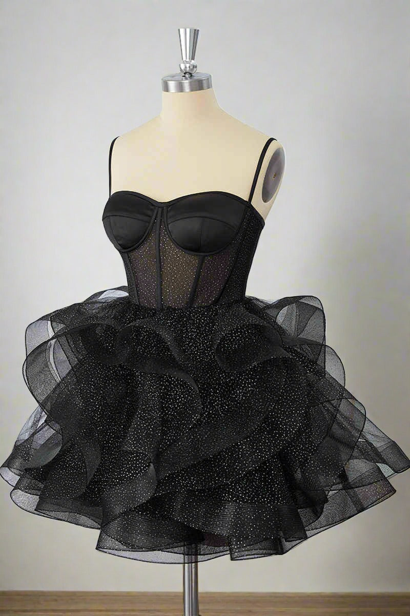 Cute Ball Gown Spaghetti Straps Tulle Short Homecoming Dress Birthday Dresses