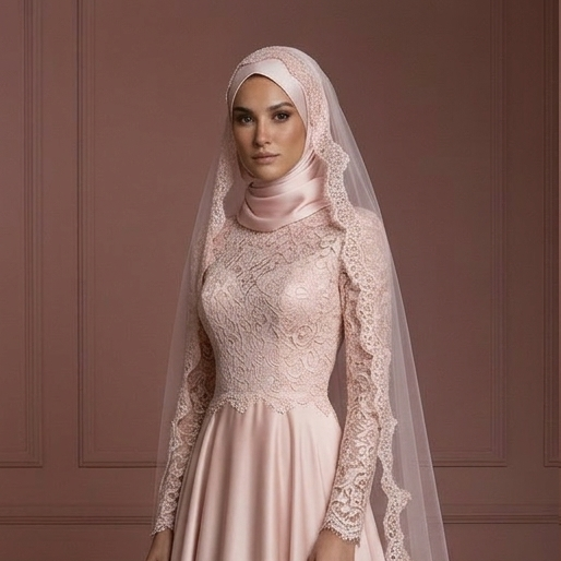 Blush Hijab Wedding Dress Romantic Modest Bridal Style Muslim