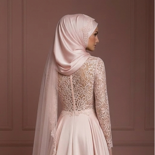 Blush Hijab Wedding Dress Romantic Modest Bridal Style Muslim