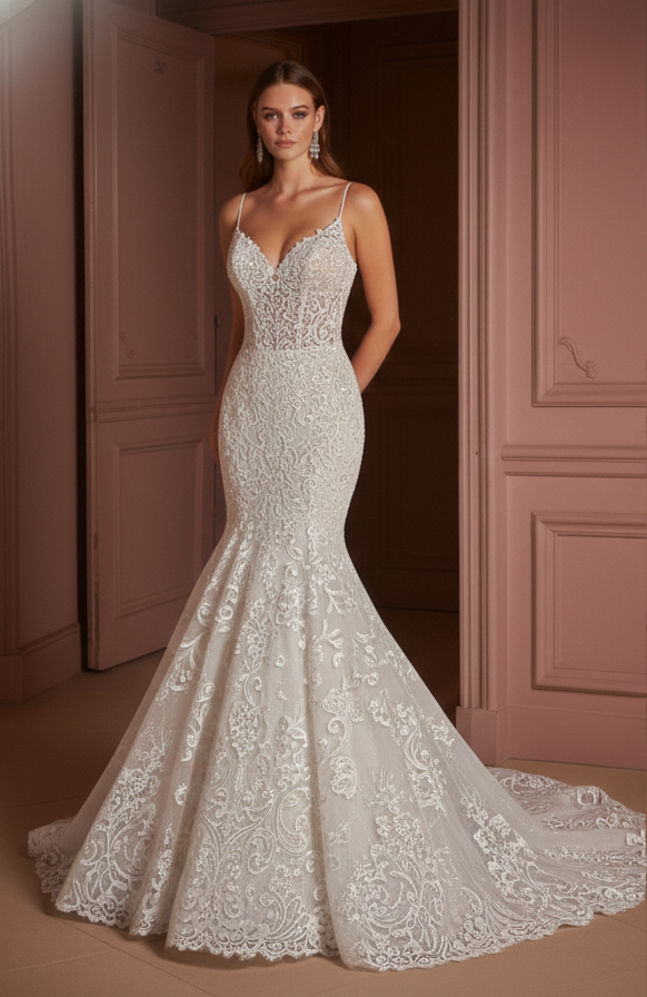 Bohemian Lace Wedding Dress Open Back Long Summer Bridal Wear