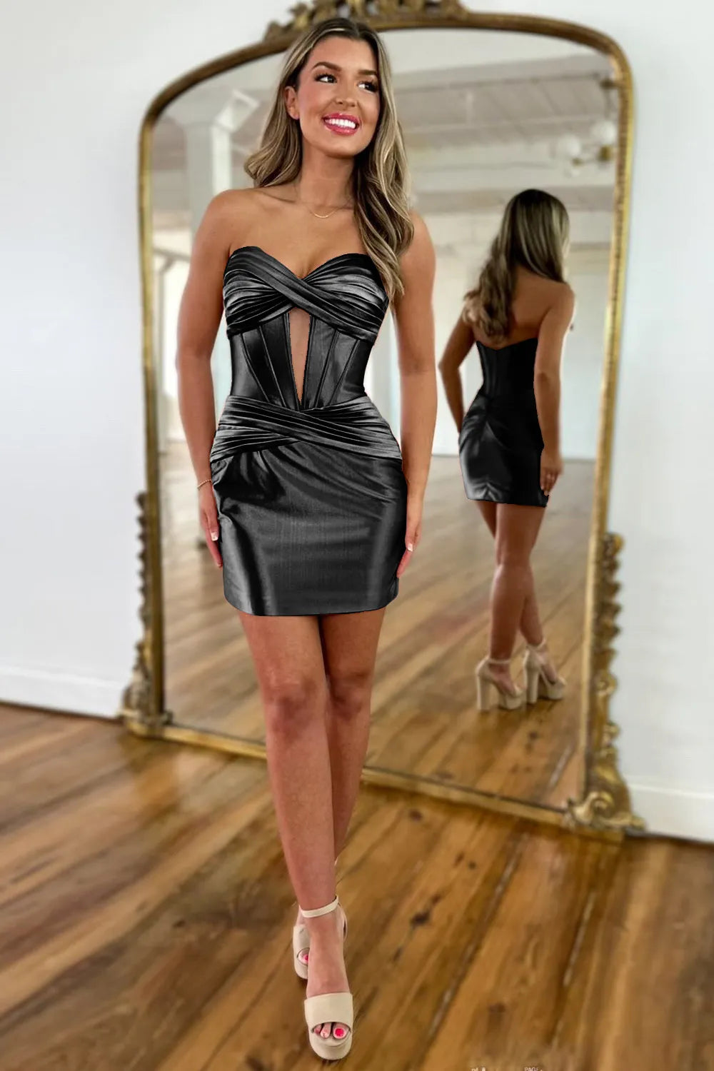 Brown Mermaid sweetheart Short Satin Homecoming Dress