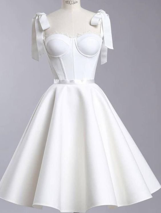 Vintage A Line Straps White Cocktail Dresses Short Homecoming Dress