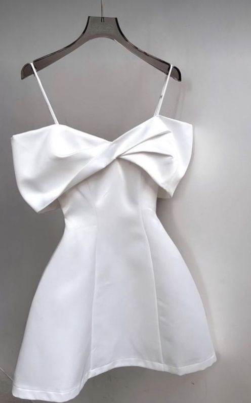 Vintage A Line Spaghetti Straps White Cocktail Dresses Short Homecoming Dress