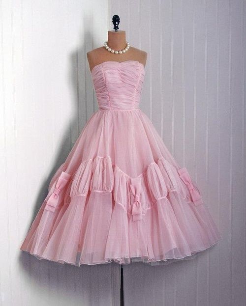 Vintage Pink Tulle 50's Birthday Outfit Homecoming Dresses