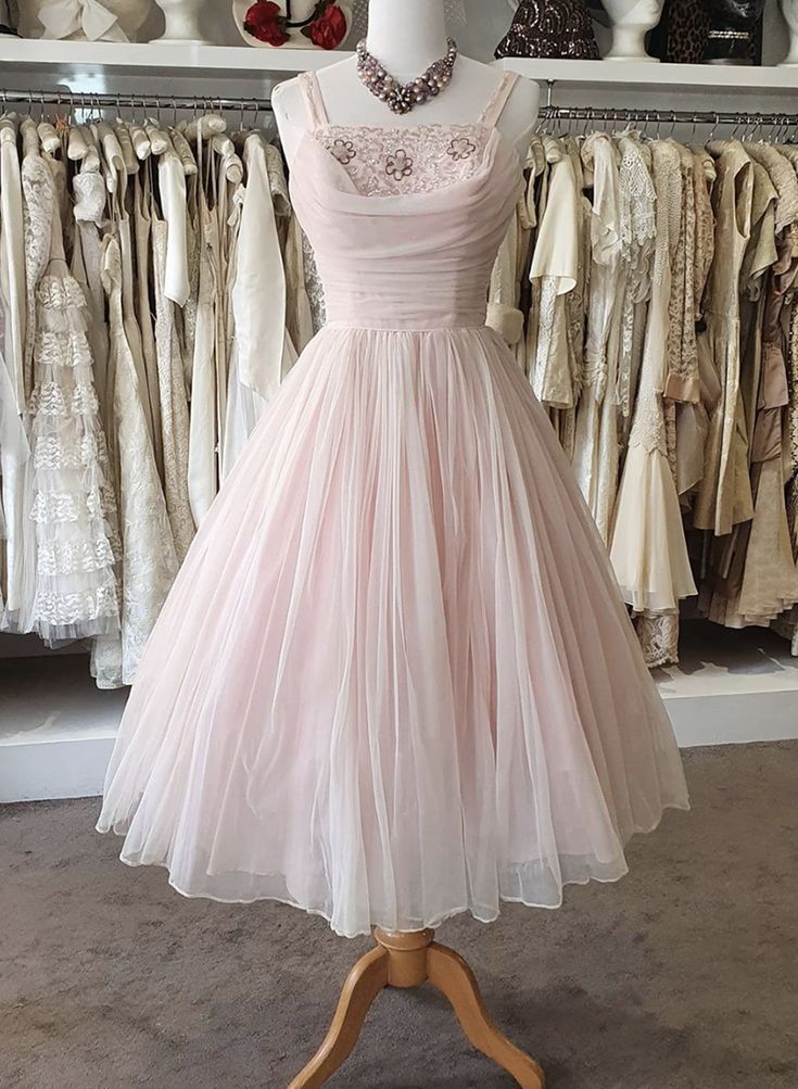 50s Vintage Pink A line Short Homecoming Dress Party Dress