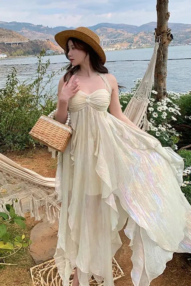 Sexy High Low Straps Irregular Straps Maxi Homecoming Dresses
