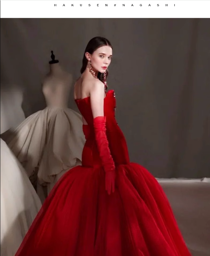 Simple Mermaid Red Tulle Long Prom Dresses