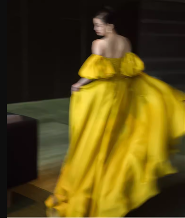 Simple Ball Gown Strapless Yellow Satin Long Prom Dresses