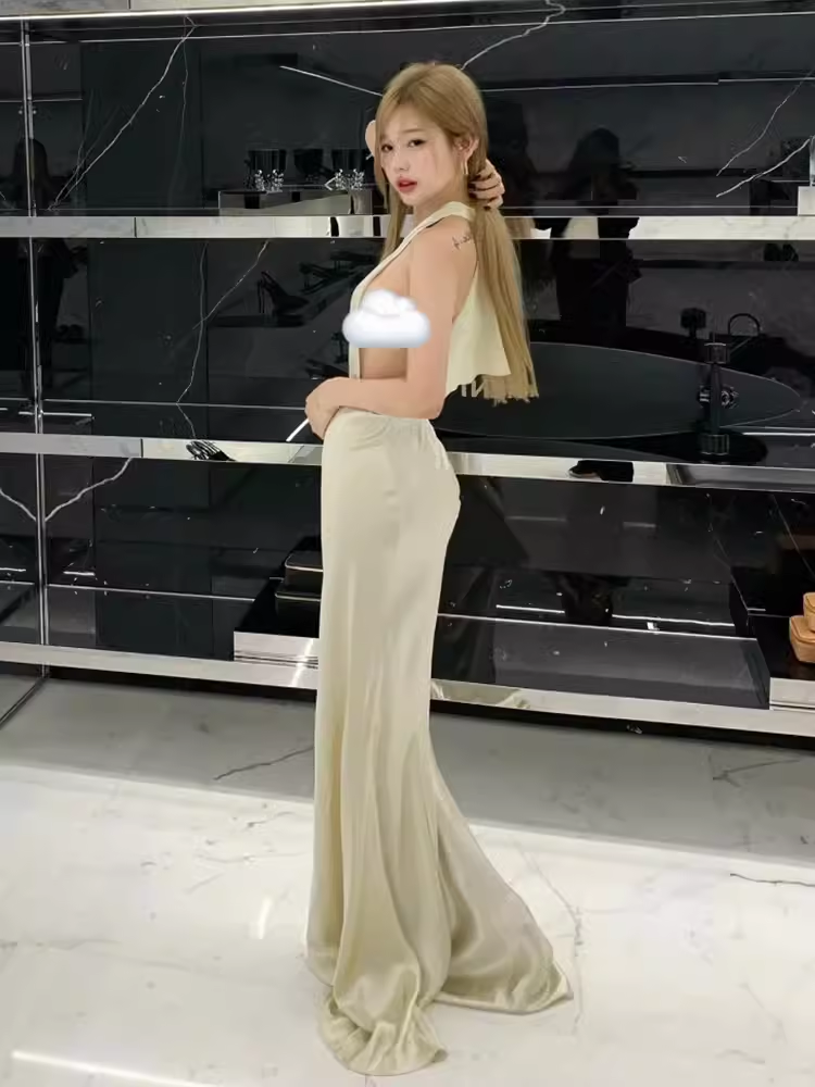 Sexy Mermaid Halter Sleeveless Floor Length Long Prom Dress