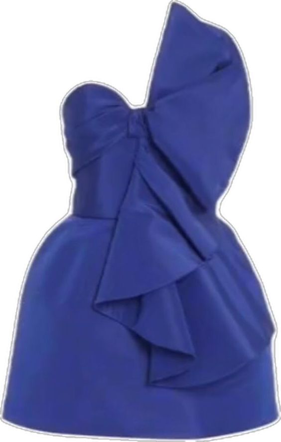 Unique A line One Shoulder Royal Blue Satin Homecoming Dresses With Ruffle