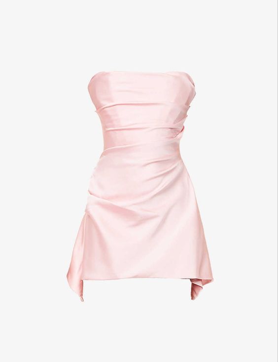 Modest Sheath Strapless Pink Satin Homecoming Dress 21st Birthday Outfit