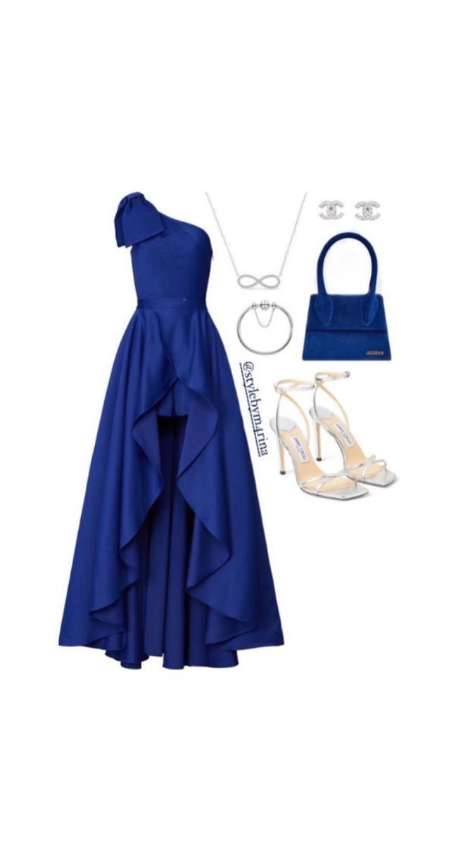 Sexy A line One Shoulder Satin Royal Blue Long Prom Dresses With Ruffles