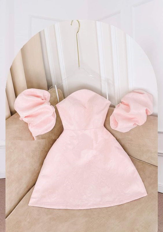 Strapless A-Line Short Pink Homecoming Dress Birthday Outfit