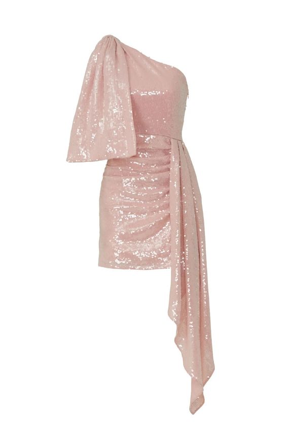 Simple Sheath One Shoulder Blush Pink Sequin Short Homecoming Dress Party Dress