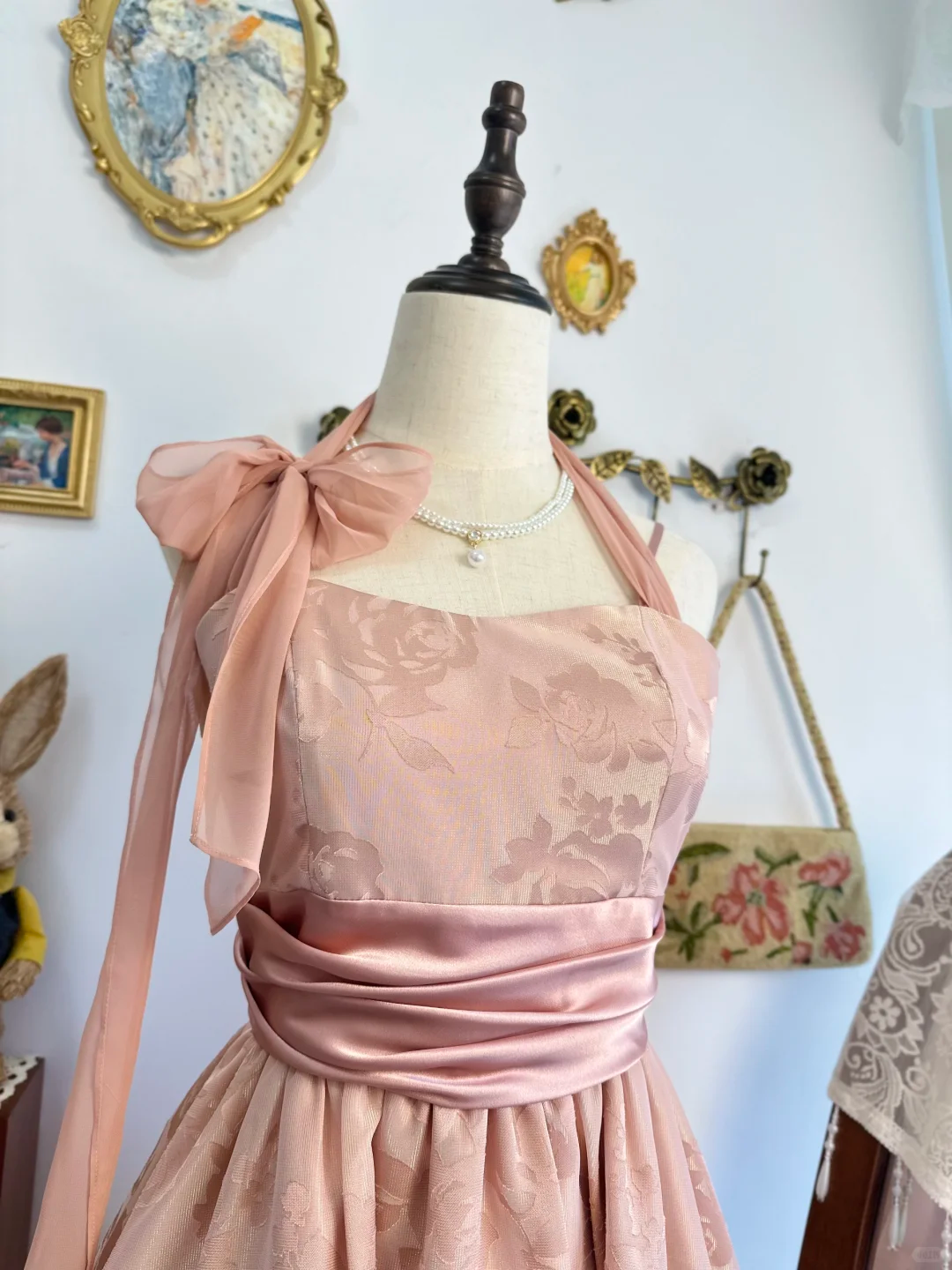 Classy Pink Halter Satin Print Floral Layered A Line Short Graduation Homecoming Dress Birthday Outfits