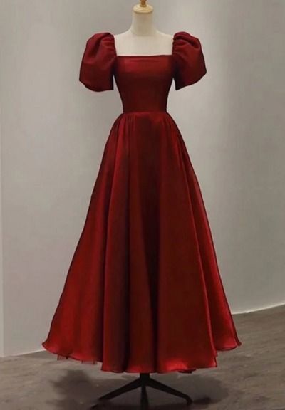 Elegant Satin A Line Ankle-length Short Sleeve Prom Dress with Ruching