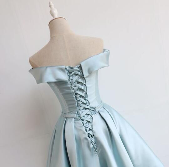 Vintage Off Shoulder Blue Short Homecoming Party Dress 18th Birthday Outfits