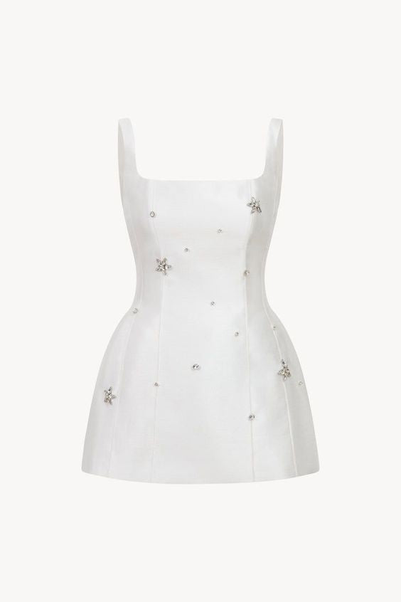 Vintage A line Straps White Satin Short Homecoming Dress Party Dress