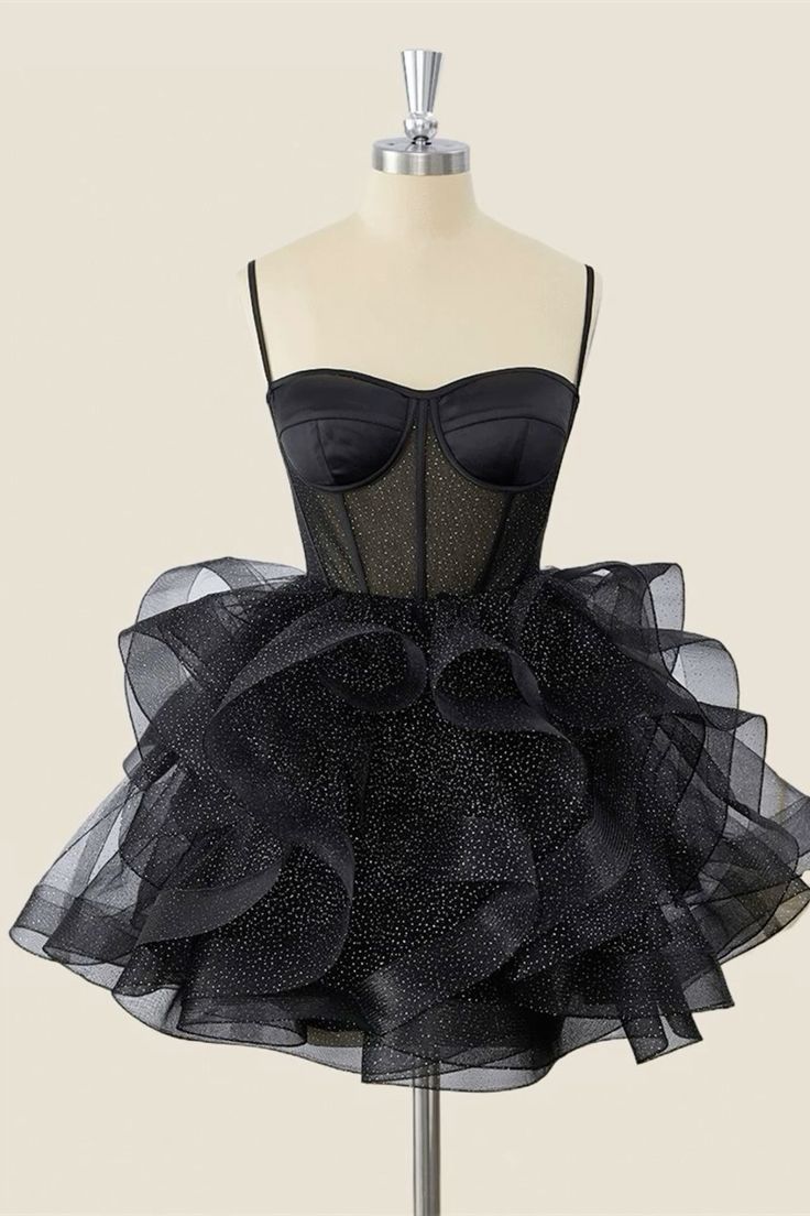 Cute Ball Gown Spaghetti Straps Tulle Short Homecoming Dress Birthday Dresses